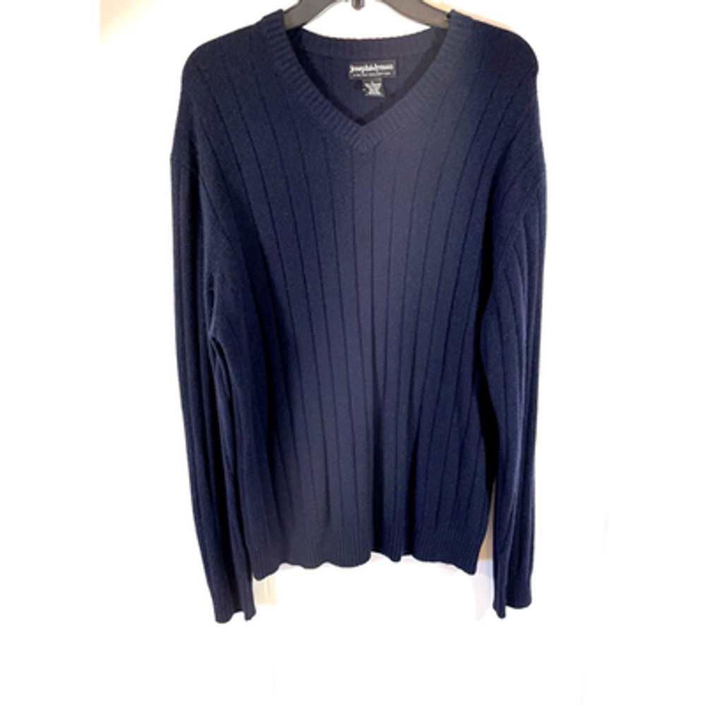 Joseph & Lyman 100% Cashmere Navy Blue V-Neck Sweater Limited Collection Sz L